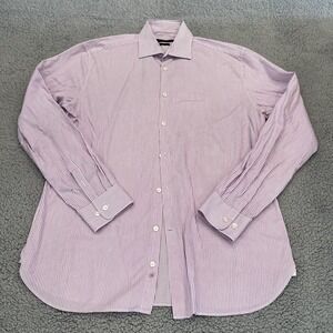 John‎ Varvatos Shirt Mens Adult 16 Slim Fit Red Button Up Long Sleeve Casual